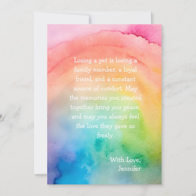 Cartes Pour Fêtes Annuelles Comfort Remembrance Customizable Pet Sympathy Card (Dos)