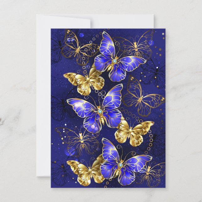 Cartes Pour Fêtes Annuelles Composition avec papillons Sapphire (Devant)