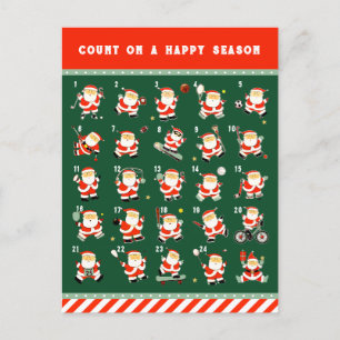 Cartes Pour Fêtes Annuelles Compte à rebours du calendrier des sports de Noël
