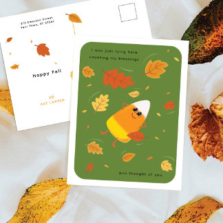 Cartes Pour Fêtes Annuelles Compter Mes Bénédictions | Bonbons Corn Fall Vert