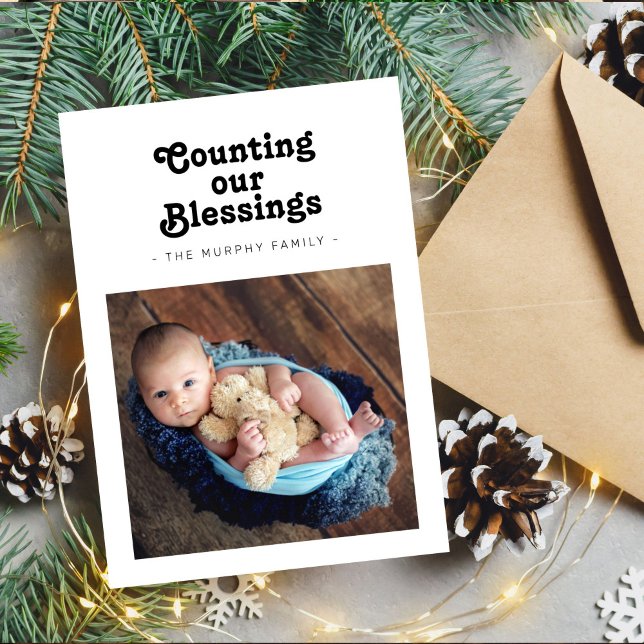Cartes Pour Fêtes Annuelles Compter nos bénédictions Noël (Créateur téléchargé)