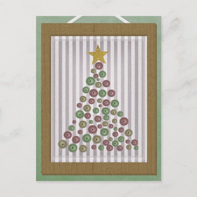 Cartes Pour Fêtes Annuelles Comté de Christmas Button Tree Frame Greeting (Devant)