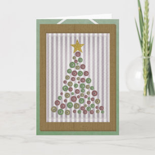 Cartes Pour Fêtes Annuelles Comté de Christmas Button Tree Frame Greeting