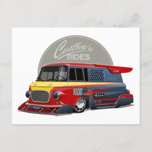 Cartes Pour Fêtes Annuelles Concept de van de course rétro customisé