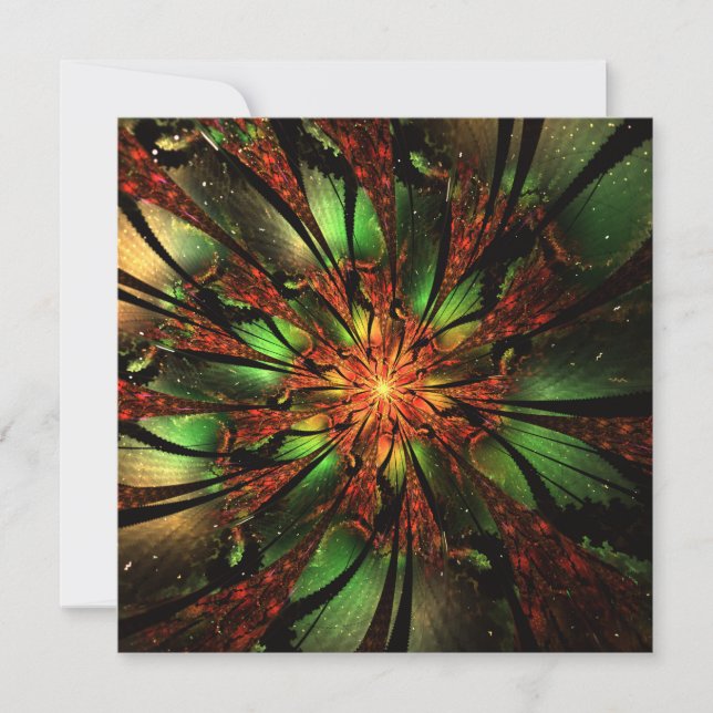 Cartes Pour Fêtes Annuelles Conception Abstraite des fleurs fractales. (Devant)