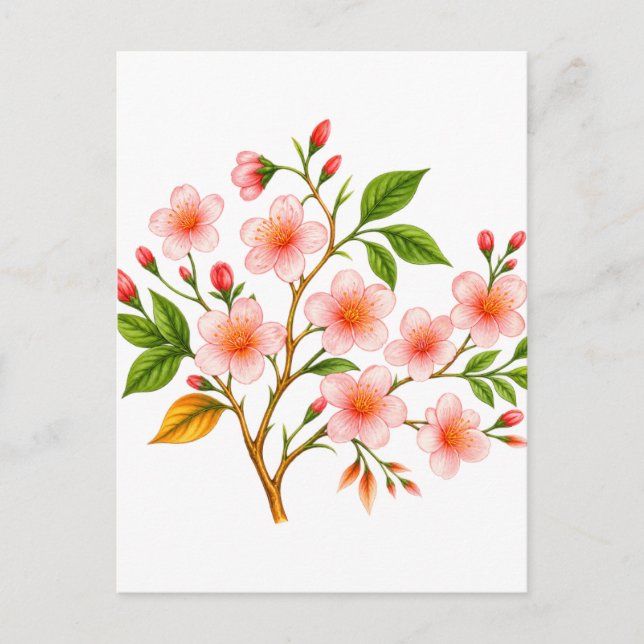 Cartes Pour Fêtes Annuelles Conception botanique de printemps (Devant)