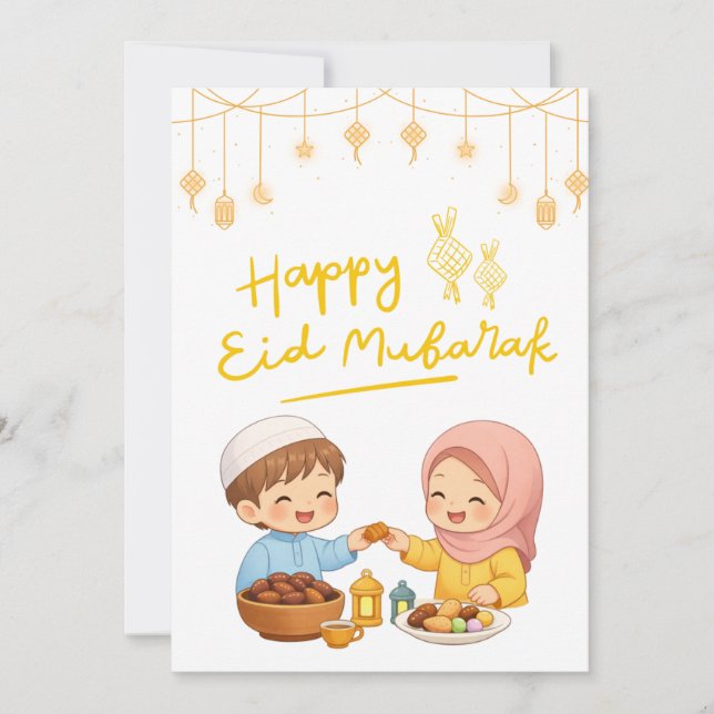 Cartes Pour Fêtes Annuelles Conception de célébration chaleureuse de l'Aïd (Devant)