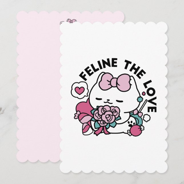 Cartes Pour Fêtes Annuelles Conception de chat de la Saint-Valentin mignonne – (Devant / Derrière)
