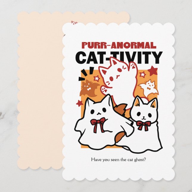 Cartes Pour Fêtes Annuelles Conception de chat Halloween mignonne activité fél (Devant / Derrière)