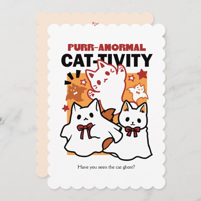 Cartes Pour Fêtes Annuelles Conception de chat Halloween mignonne d'activité f (Devant / Derrière)