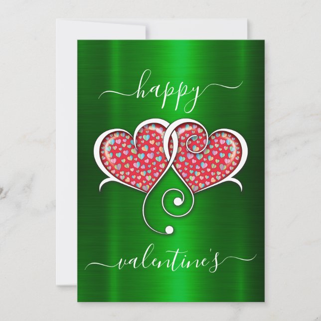 Cartes Pour Fêtes Annuelles Conception de cœurs entrelacés élégants pour la Sa (Devant)