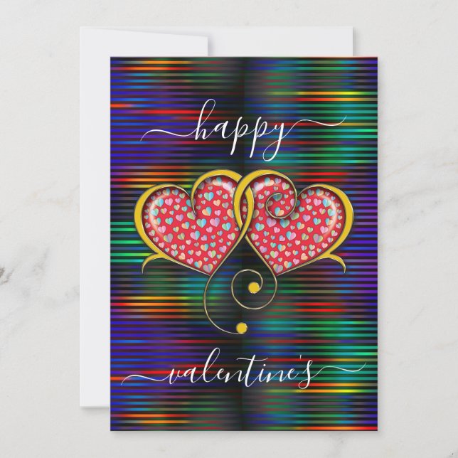 Cartes Pour Fêtes Annuelles Conception de cœurs entrelacés élégants pour la Sa (Devant)