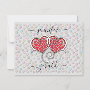 Cartes Pour Fêtes Annuelles Conception de cœurs entrelacés élégants pour la Sa
