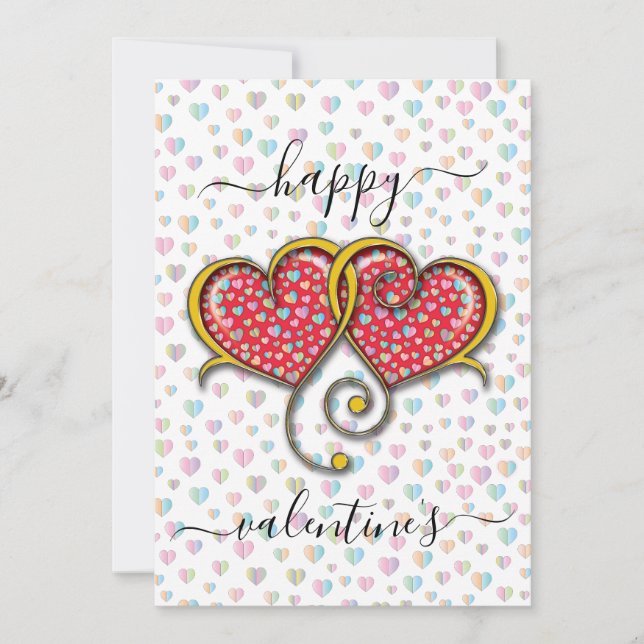 Cartes Pour Fêtes Annuelles Conception de cœurs entrelacés élégants pour la Sa (Devant)