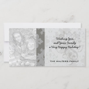 Cartes Pour Fêtes Annuelles conception de damas en diamant gris
