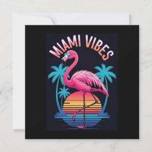 Cartes Pour Fêtes Annuelles Conception de flamant rose d'été Miami Vibes-63454