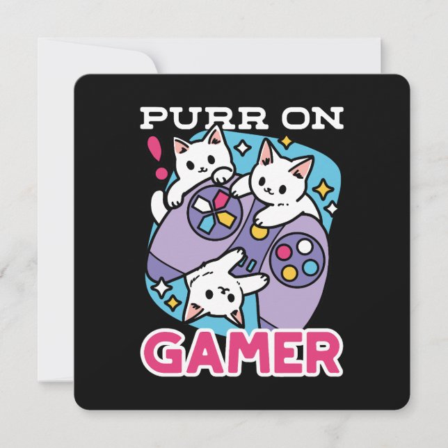 Cartes Pour Fêtes Annuelles Conception de gamer de chat - Purr sur Gamer Joyst (Devant)