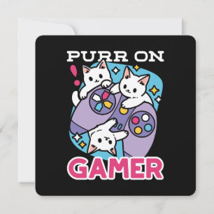 Cartes Pour Fêtes Annuelles Conception de gamer de chat - Purr sur Gamer Joyst