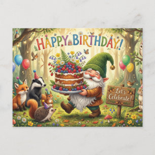 Cartes Pour Fêtes Annuelles Conception de jardin de gnome de forêt fantaisiste