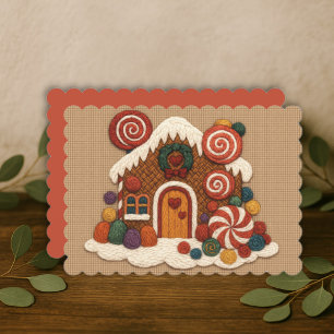 Cartes Pour Fêtes Annuelles Conception de maison en pain d'épice brodée de bon