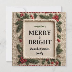 Cartes Pour Fêtes Annuelles Conception de Noël au tricot "Merry & Bright"