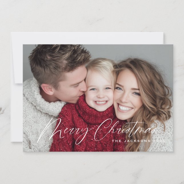 Cartes Pour Fêtes Annuelles Conception de Noël chic et scriptée (Devant)