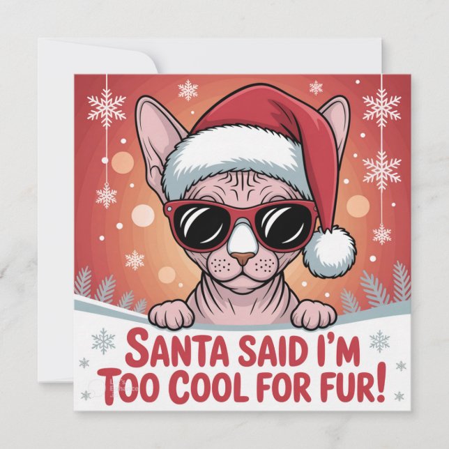 Cartes Pour Fêtes Annuelles Conception de Noël de chat Sphynx cool Santa (Devant)