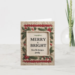Cartes Pour Fêtes Annuelles Conception de Noël « Merry & Bright » tricotée cos