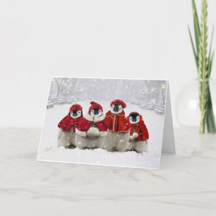 Cartes Pour Fêtes Annuelles Conception de pingouins de Noël rouge et blanc