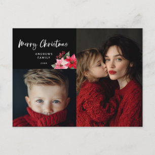Cartes Pour Fêtes Annuelles Conception de poinsettia de Noël à l'aquarelle