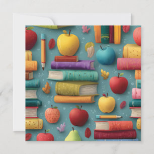 Cartes Pour Fêtes Annuelles Conception de retour à l'école avec livres et Appl