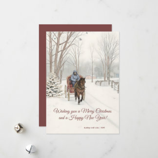 Cartes Pour Fêtes Annuelles Conception de scène hivernale avec calèche tirée p