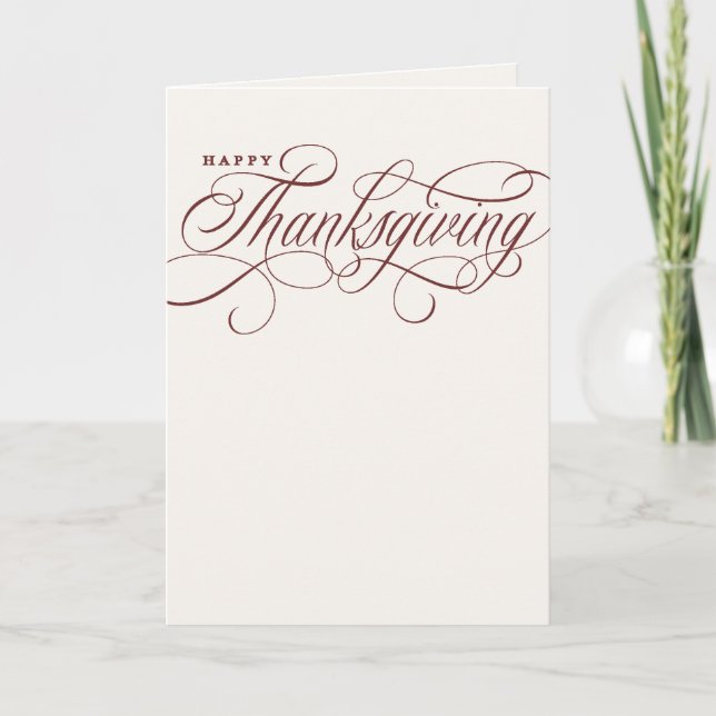 Cartes Pour Fêtes Annuelles Conception de script élégant de Thanksgiving joyeu (Devant)