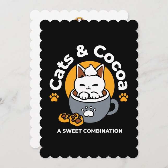 Cartes Pour Fêtes Annuelles Conception de tasse de vacances avec chat conforta (Devant / Derrière)