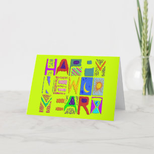 Cartes Pour Fêtes Annuelles Conception de texte "Joyeuse Année" + votre arrièr