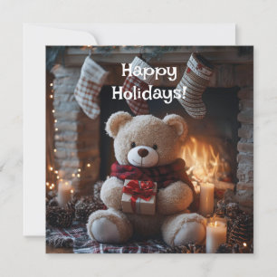 Cartes Pour Fêtes Annuelles Conception de vacances de nounours confortable