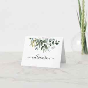 Cartes Pour Fêtes Annuelles Conception de verdure botanique avec nom de famill