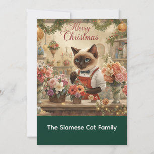 Cartes Pour Fêtes Annuelles Conception fleur de Noël de chat par fleuriste Pap