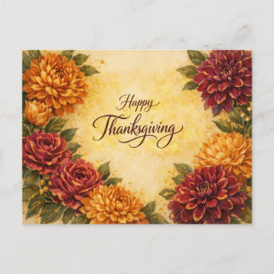 Cartes Pour Fêtes Annuelles Conception florale de Thanksgiving d'automne aux t