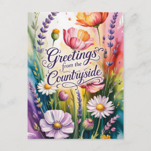 Cartes Pour Fêtes Annuelles Conception Florale Salutations Campagnardes