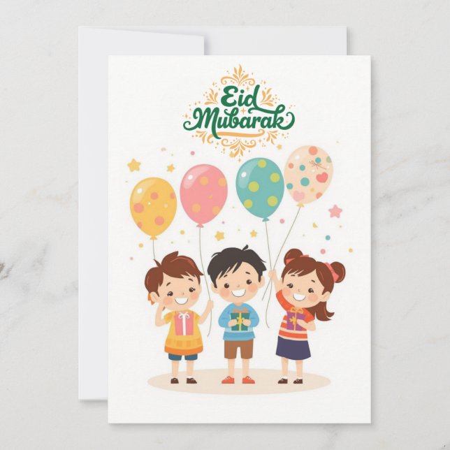 Cartes Pour Fêtes Annuelles Conception joyeuse d'Eid al-Fitr (Devant)