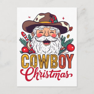 Cartes Pour Fêtes Annuelles Conception PNG Noël Western Rodeo Santa Cowboy