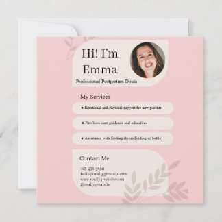 Cartes Pour Fêtes Annuelles Conception professionnelle de doula post-partum ro