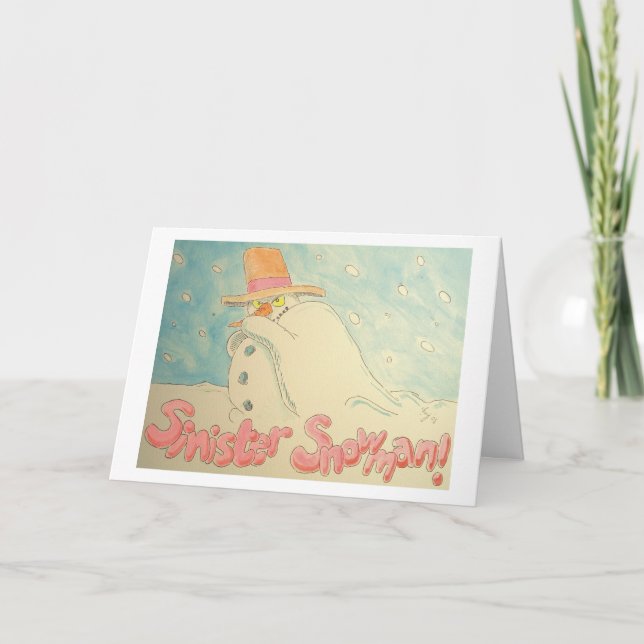Cartes Pour Fêtes Annuelles Conception sinistre de Noël de bonhomme de neige (Devant)