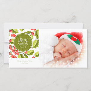 Cartes Pour Fêtes Annuelles Conception traditionnelle Holly Joyeux Noël Photo