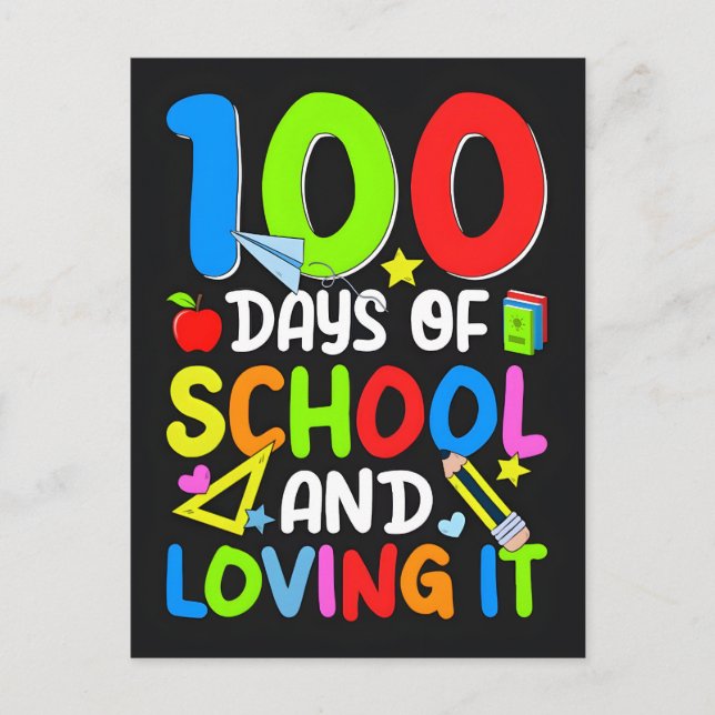 Cartes Pour Fêtes Annuelles Conception vectorielle de 100 jours d'école et l'a (Devant)