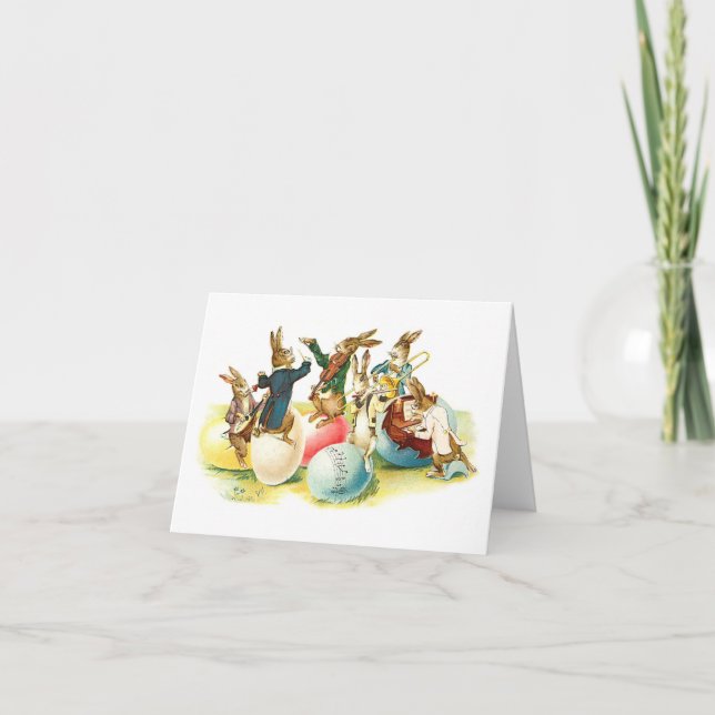 Cartes Pour Fêtes Annuelles Concert Bunny de Pâques Vintage (Devant)