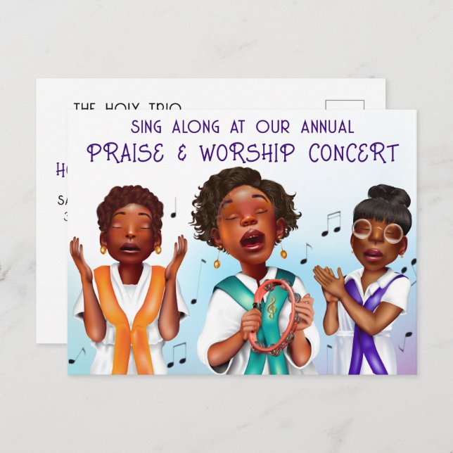 Cartes Pour Fêtes Annuelles Concert de chœur afro-américain pour les fêtes (Devant / Derrière)
