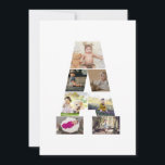 Cartes Pour Fêtes Annuelles Concevez Votre Propre Lettre A Photo Collage<br><div class="desc">Ce collage photo de monogramme est un design personnalisé qui combine un monogramme gras (initiales ou une lettre) avec une collection de photos disposées artistiquement à l'intérieur ou autour de lui. C'est une façon élégante de mettre en valeur des souvenirs tout en ajoutant une touche unique et élégante à la...</div>