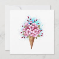Cône rose Sakura crème glacée gaufre